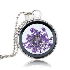Round Pressed Flowers Pendants