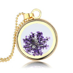 Round Pressed Flowers Pendants
