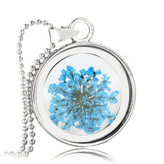 Round Pressed Flowers Pendants