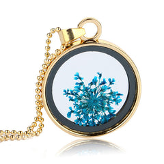 Round Pressed Flowers Pendants