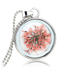 Round Pressed Flowers Pendants