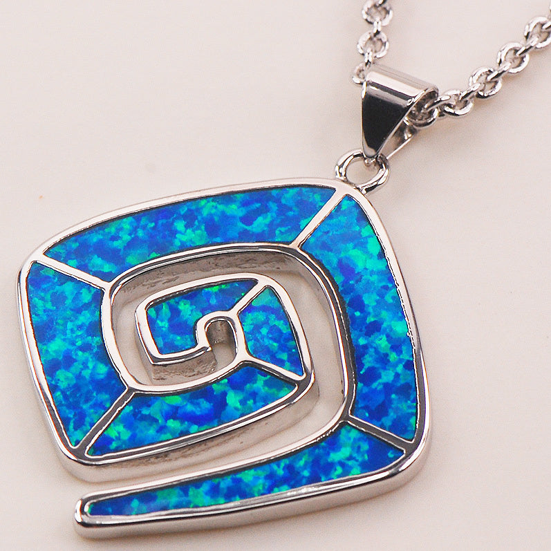 Blue Fire Opal Jewelry Necklace