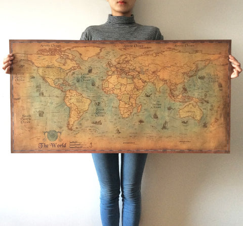 Retro World Map Poster