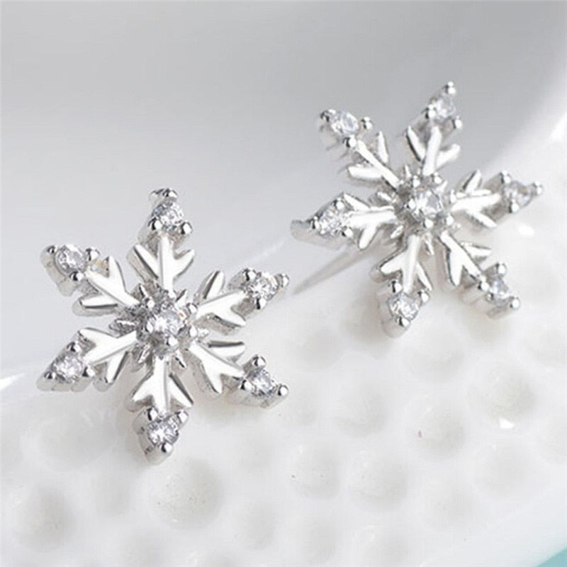 Classy Crystal Snowflake Earrings