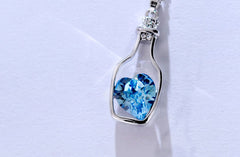 Blue Heart Crystal Pendant Necklace