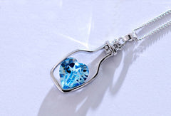 Blue Heart Crystal Pendant Necklace