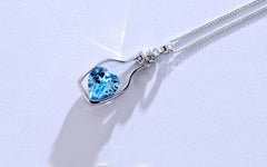 Blue Heart Crystal Pendant Necklace