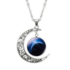 Galaxy Moon Silver Pendant Necklace