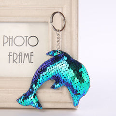 Cute Glitter Sequins Keychain - Dolphin