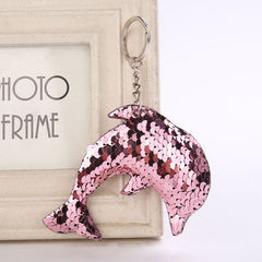 Cute Glitter Sequins Keychain - Dolphin