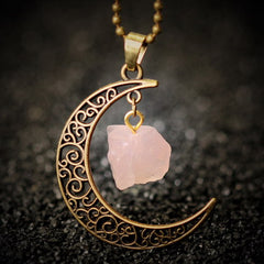 Vintage Moon Necklace Irregular Natural Stone