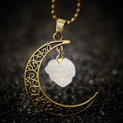 Vintage Moon Necklace Irregular Natural Stone