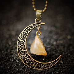 Vintage Moon Necklace Irregular Natural Stone