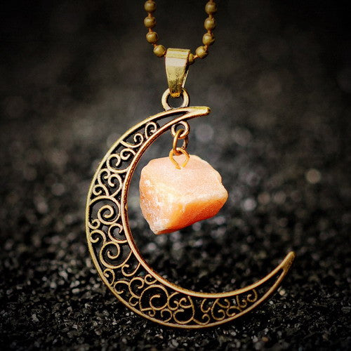 Crescent Moon Shaped Pendant Necklace and Earrings Set - ARJW1001GD –  ARCADIO