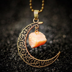 Vintage Moon Necklace Irregular Natural Stone