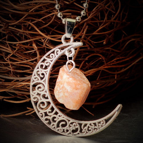 Vintage Moon Necklace Irregular Natural Stone