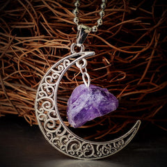 Vintage Moon Necklace Irregular Natural Stone