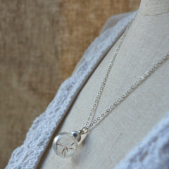 Real Dandelion Seed Wish Flower Charm Pendant Necklace