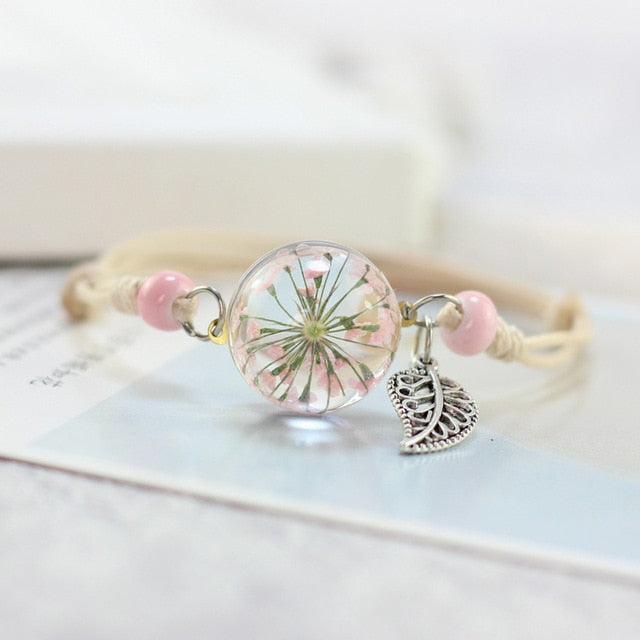 Flower in Glass Charming Bracelet