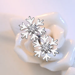 Stylish Silver Plated Snowflake Earrings