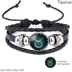 Constellation Luminous Leather Charm Bracelets