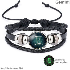 Constellation Luminous Leather Charm Bracelets