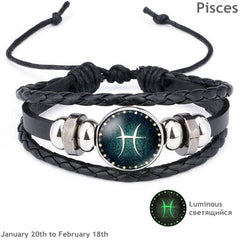 Constellation Luminous Leather Charm Bracelets