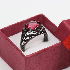 Mysterious Black Gold Plated Ruby Ring