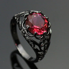 Mysterious Black Gold Plated Ruby Ring