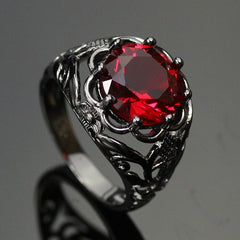 Mysterious Black Gold Plated Ruby Ring