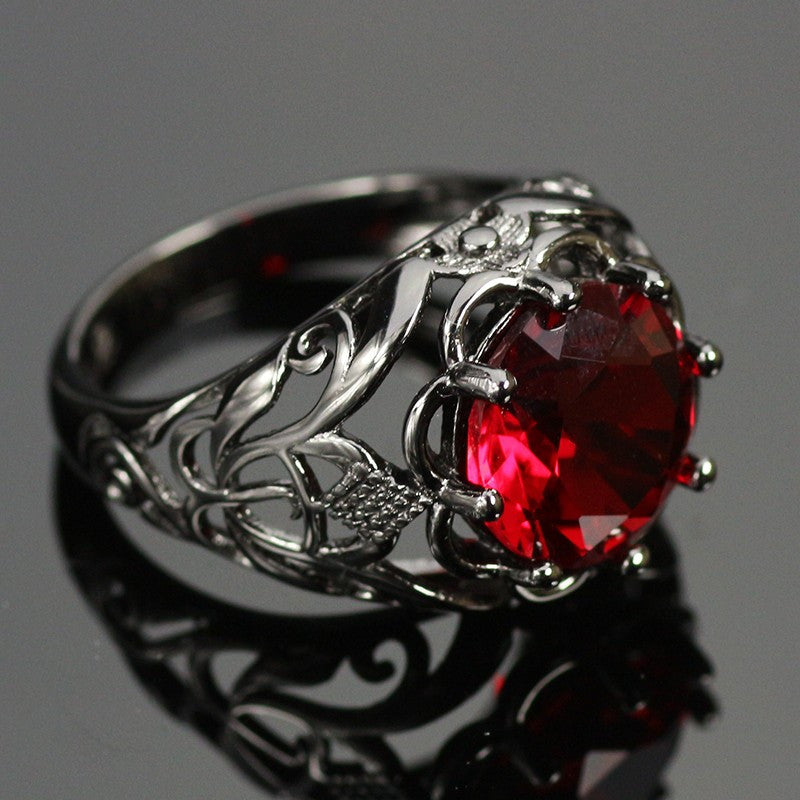 Mysterious Black Gold Plated Ruby Ring