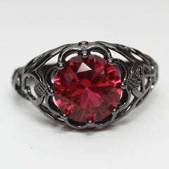 Mysterious Black Gold Plated Ruby Ring