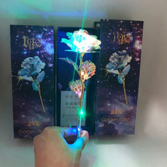 24K Foil Plated Gold Rose with Love Stand for Base