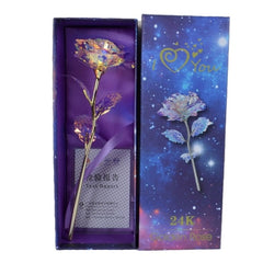 24K Foil Plated Gold Rose with Love Stand for Base