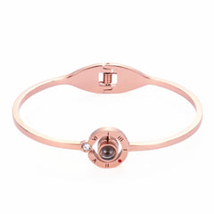 Unique Rose Gold Charm Bracelets--100 Languages Says“I Love You”