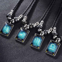 Custom Zodiac Luminous Leather Necklace