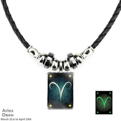 Custom Zodiac Luminous Leather Necklace