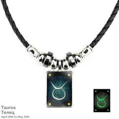 Custom Zodiac Luminous Leather Necklace