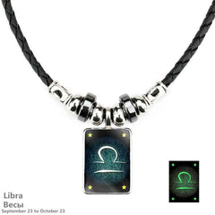 Custom Zodiac Luminous Leather Necklace