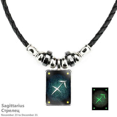 Custom Zodiac Luminous Leather Necklace