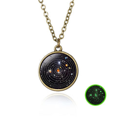 Elegant Handmade Glow In The Dark Galaxy Pendant