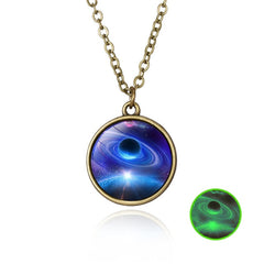 Elegant Handmade Glow In The Dark Galaxy Pendant