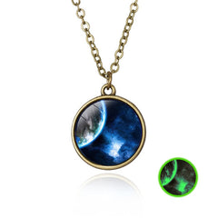 Elegant Handmade Glow In The Dark Galaxy Pendant