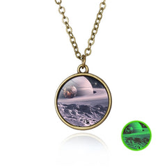 Elegant Handmade Glow In The Dark Galaxy Pendant