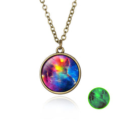 Elegant Handmade Glow In The Dark Galaxy Pendant