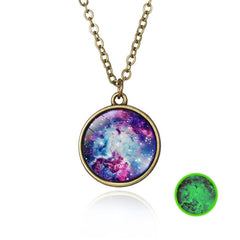 Elegant Handmade Glow In The Dark Galaxy Pendant