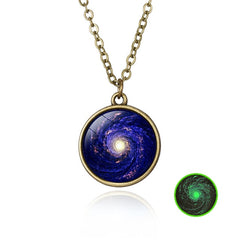 Elegant Handmade Glow In The Dark Galaxy Pendant