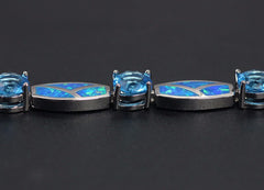 Godly Blue Opal Gem Bracelet - Silver-Plated