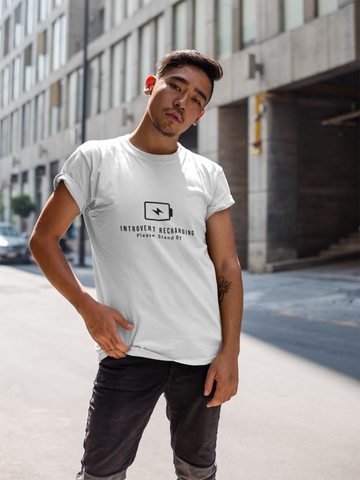 "Introvert Recharging" Short-Sleeve Unisex T-Shirt (White)