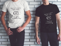 "Sorry I Can't Right Now" Short-Sleeve Unisex T-Shirt (Black/Navy)